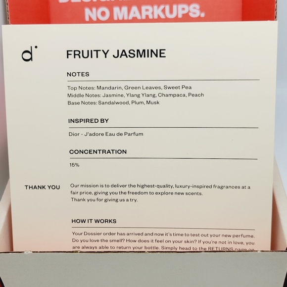 Dossier Fruity Jasmine J'adore Brand New In Box 50 Ml 1.7 Oz - Picture 8 of 8